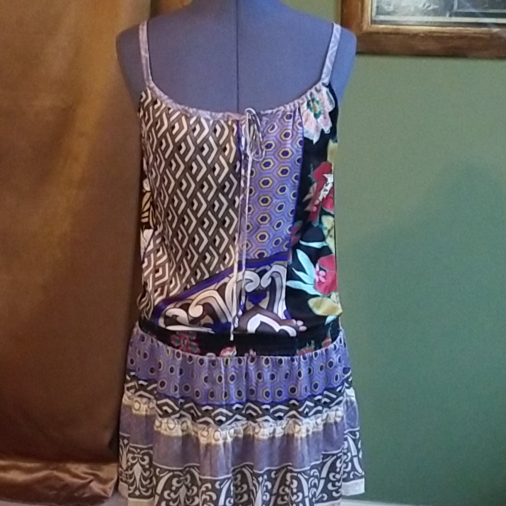 Hale Bob Multicolo Silk Spaghetti Dress Small